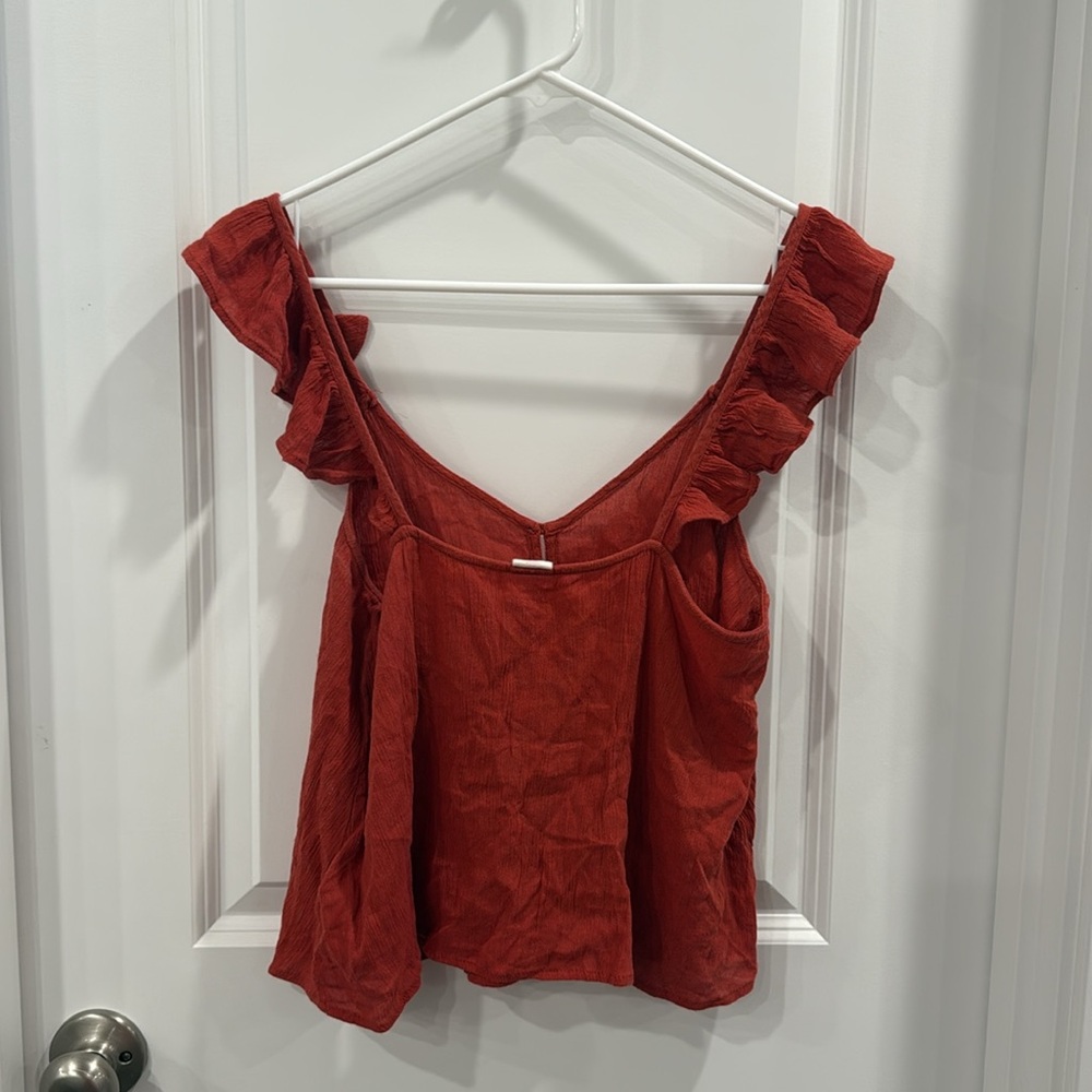 Wild Pearl Red Ruffled Tank Top - Picture 2 of 5